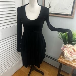 MAX CO Womens Dress Black Jersey Knit Tie Back Scoop Neck Fit Flare MEDIUM